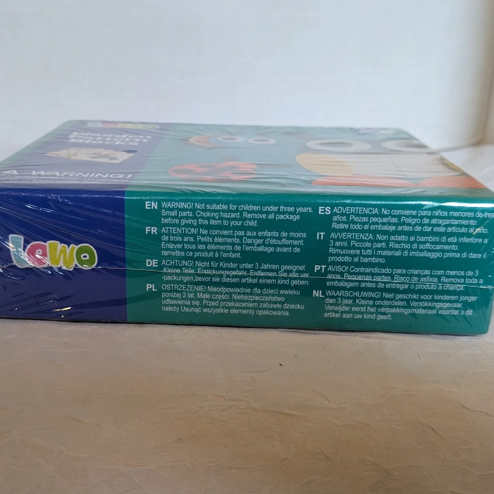 NEW Lewo Wooden Pattern Blocks Animals Toddler Preschool Educational Toy Colors